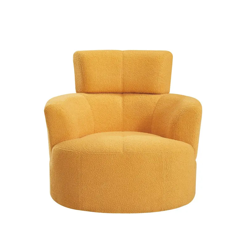 Fauteuil pivotant à 360°, Fauteuil cylindrique rembourré avec appui-tête réglable, Canapé-fauteuil rond pivotant moderne pour salon