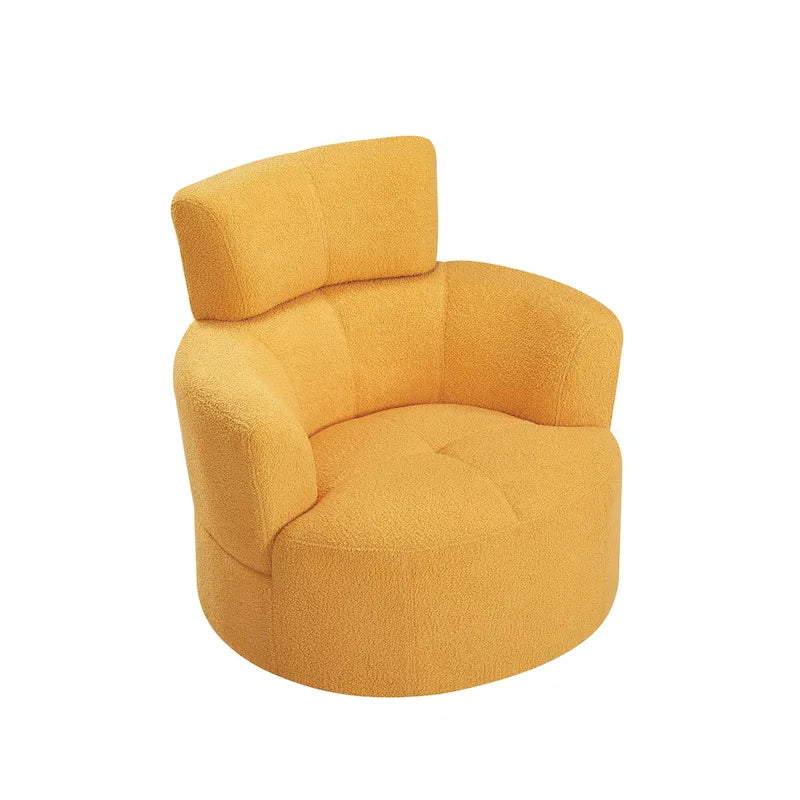 Fauteuil pivotant à 360°, Fauteuil cylindrique rembourré avec appui-tête réglable, Canapé-fauteuil rond pivotant moderne pour salon