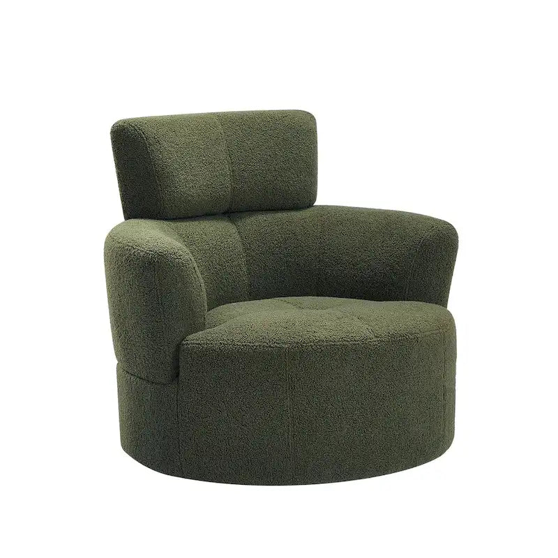 Fauteuil pivotant à 360°, Fauteuil cylindrique rembourré avec appui-tête réglable, Canapé-fauteuil rond pivotant moderne pour salon