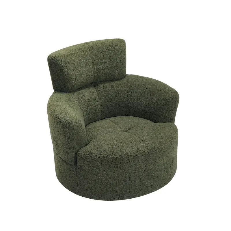 Fauteuil pivotant à 360°, Fauteuil cylindrique rembourré avec appui-tête réglable, Canapé-fauteuil rond pivotant moderne pour salon