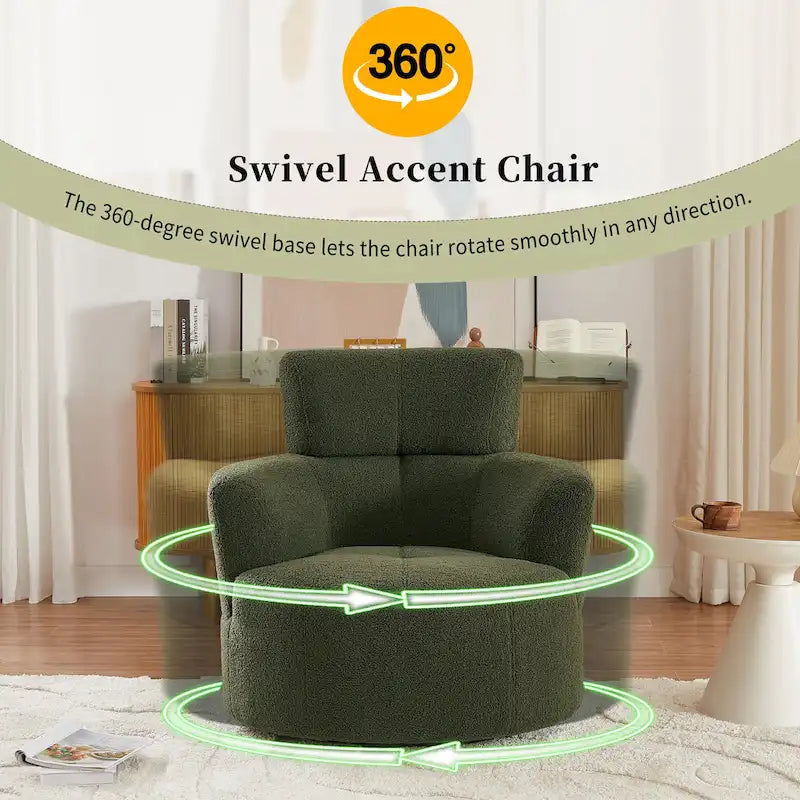 Fauteuil pivotant à 360°, Fauteuil cylindrique rembourré avec appui-tête réglable, Canapé-fauteuil rond pivotant moderne pour salon