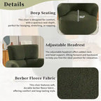 Fauteuil pivotant à 360°, Fauteuil cylindrique rembourré avec appui-tête réglable, Canapé-fauteuil rond pivotant moderne pour salon