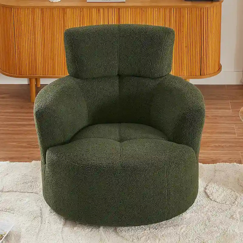 Fauteuil pivotant à 360°, Fauteuil cylindrique rembourré avec appui-tête réglable, Canapé-fauteuil rond pivotant moderne pour salon