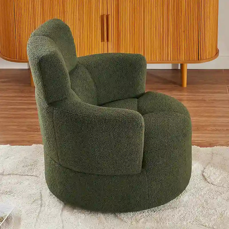 Fauteuil pivotant à 360°, Fauteuil cylindrique rembourré avec appui-tête réglable, Canapé-fauteuil rond pivotant moderne pour salon