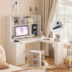 Bureau d'angle avec prise, Bureau d'ordinateur avec tiroirs, Bibliothèque