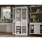 Meuble de cuisine Palace Imports 100 % en bois massif avec portes en verre dépoli, 2 tiroirs et étagères réglables – 32 x 71,5