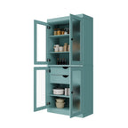 Meuble de cuisine Palace Imports 100 % en bois massif avec portes en verre dépoli, 2 tiroirs et étagères réglables – 32 x 71,5