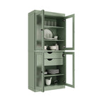 Meuble de cuisine Palace Imports 100 % en bois massif avec portes en verre dépoli, 2 tiroirs et étagères réglables – 32 x 71,5
