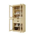 Meuble de cuisine Palace Imports 100 % en bois massif avec portes en verre dépoli, 2 tiroirs et étagères réglables – 32 x 71,5