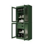 Meuble de cuisine Palace Imports 100 % en bois massif avec portes en verre dépoli, 2 tiroirs et étagères réglables – 32 x 71,5