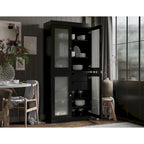 Meuble de cuisine Palace Imports 100 % en bois massif avec portes en verre dépoli, 2 tiroirs et étagères réglables – 32 x 71,5