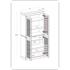 Meuble de cuisine Palace Imports 100 % en bois massif avec portes en verre dépoli, 2 tiroirs et étagères réglables – 32 x 71,5