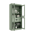 Meuble de cuisine Palace Imports 100 % en bois massif avec portes en verre dépoli, 2 tiroirs et étagères réglables – 32 x 71,5