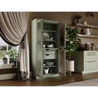 Meuble de cuisine Palace Imports 100 % en bois massif avec portes en verre dépoli, 2 tiroirs et étagères réglables – 32 x 71,5