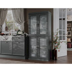 Meuble de cuisine Palace Imports 100 % en bois massif avec portes en verre dépoli, 2 tiroirs et étagères réglables – 32 x 71,5