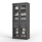 Meuble de cuisine Palace Imports 100 % en bois massif avec portes en verre dépoli, 2 tiroirs et étagères réglables – 32 x 71,5