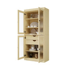 Meuble de cuisine Palace Imports 100 % en bois massif avec portes en verre dépoli, 2 tiroirs et étagères réglables – 32 x 71,5