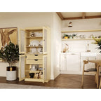 Meuble de cuisine Palace Imports 100 % en bois massif avec portes en verre dépoli, 2 tiroirs et étagères réglables – 32 x 71,5