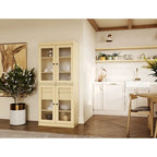 Meuble de cuisine Palace Imports 100 % en bois massif avec portes en verre dépoli, 2 tiroirs et étagères réglables – 32 x 71,5