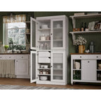 Meuble de cuisine Palace Imports 100 % en bois massif avec portes en verre dépoli, 2 tiroirs et étagères réglables – 32 x 71,5
