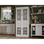 Meuble de cuisine Palace Imports 100 % en bois massif avec portes en verre dépoli, 2 tiroirs et étagères réglables – 32 x 71,5