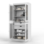 Meuble de cuisine Palace Imports 100 % en bois massif avec portes en verre dépoli, 2 tiroirs et étagères réglables – 32 x 71,5