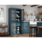 Meuble de cuisine Palace Imports 100 % en bois massif avec portes en verre dépoli, 2 tiroirs et étagères réglables – 32 x 71,5