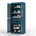 Meuble de cuisine Palace Imports 100 % en bois massif avec portes en verre dépoli, 2 tiroirs et étagères réglables – 32 x 71,5