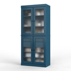 Meuble de cuisine Palace Imports 100 % en bois massif avec portes en verre dépoli, 2 tiroirs et étagères réglables – 32 x 71,5