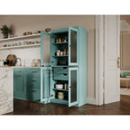 Meuble de cuisine Palace Imports 100 % en bois massif avec portes en verre dépoli, 2 tiroirs et étagères réglables – 32 x 71,5