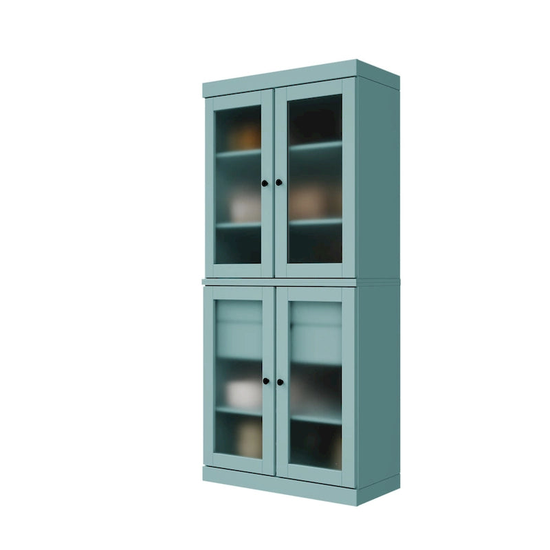 Meuble de cuisine Palace Imports 100 % en bois massif avec portes en verre dépoli, 2 tiroirs et étagères réglables – 32 x 71,5
