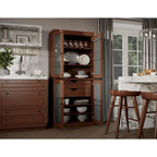 Meuble de cuisine Palace Imports 100 % en bois massif avec portes en verre dépoli, 2 tiroirs et étagères réglables – 32 x 71,5