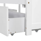 Lit plateforme en L moderne blanc de taille double avec lit gigogne et tiroirs pour chambre à coucher