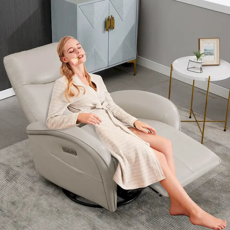 Fauteuil inclinable électrique 270° pivotant et basculant en similicuir avec 2 poches latérales, ports USB et USB-C