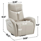 Fauteuil inclinable électrique 270° pivotant et basculant en similicuir avec 2 poches latérales, ports USB et USB-C