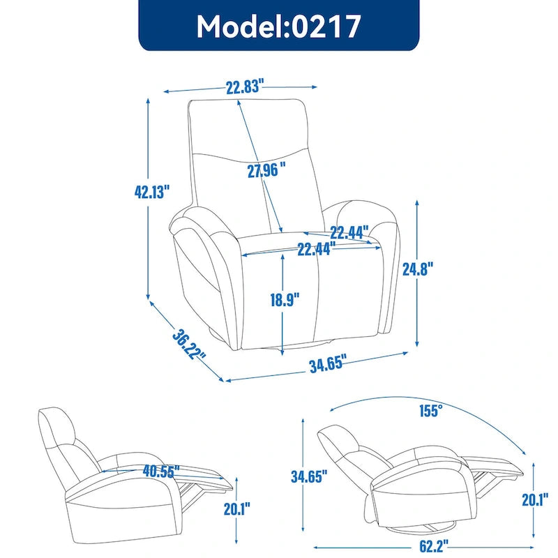 Fauteuil inclinable électrique 270° pivotant et basculant en similicuir avec 2 poches latérales, ports USB et USB-C