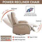 Fauteuil inclinable électrique 270° pivotant et basculant en similicuir avec 2 poches latérales, ports USB et USB-C