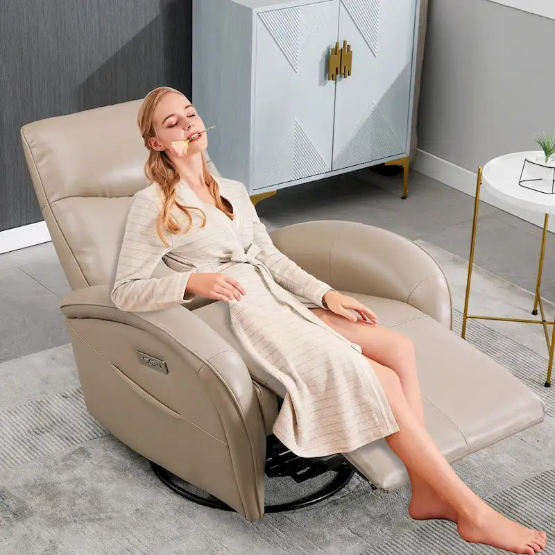 Fauteuil inclinable électrique 270° pivotant et basculant en similicuir avec 2 poches latérales, ports USB et USB-C