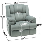 Fauteuil inclinable manuel vert surdimensionné avec pivotant à 360° et fonction bascule, revêtement en tissu pour le confort du salon