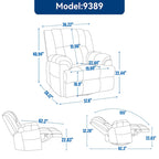 Fauteuil inclinable manuel vert surdimensionné avec pivotant à 360° et fonction bascule, revêtement en tissu pour le confort du salon