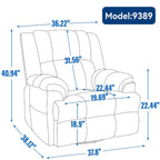 Fauteuil inclinable manuel vert surdimensionné avec pivotant à 360° et fonction bascule, revêtement en tissu pour le confort du salon