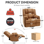 Fauteuil inclinable manuel vert surdimensionné avec pivotant à 360° et fonction bascule, revêtement en tissu pour le confort du salon