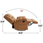 Fauteuil inclinable manuel vert surdimensionné avec pivotant à 360° et fonction bascule, revêtement en tissu pour le confort du salon