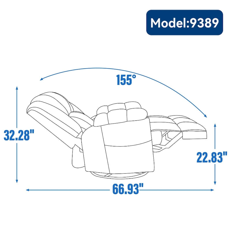 Fauteuil inclinable manuel vert surdimensionné avec pivotant à 360° et fonction bascule, revêtement en tissu pour le confort du salon