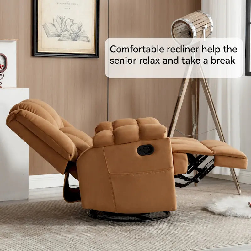 Fauteuil inclinable manuel vert surdimensionné avec pivotant à 360° et fonction bascule, revêtement en tissu pour le confort du salon