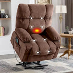 Fauteuil inclinable électrique bleu avec chauffage, massage, chargement USB, rangement latéral et télécommande