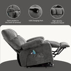 Fauteuil inclinable électrique bleu avec chauffage, massage, chargement USB, rangement latéral et télécommande