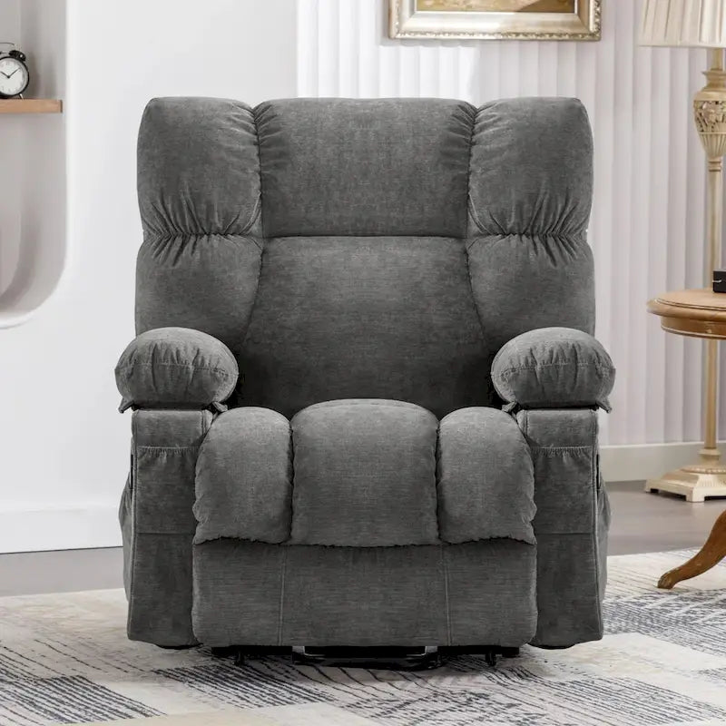 Fauteuil inclinable électrique bleu avec chauffage, massage, chargement USB, rangement latéral et télécommande