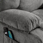 Fauteuil inclinable électrique bleu avec chauffage, massage, chargement USB, rangement latéral et télécommande