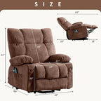 Fauteuil inclinable électrique bleu avec chauffage, massage, chargement USB, rangement latéral et télécommande